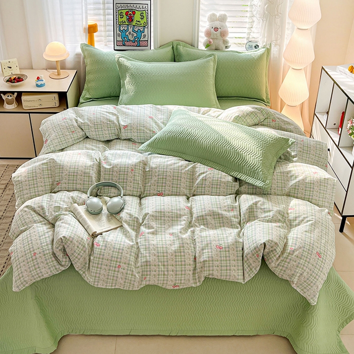 91家纺网 家纺一手货源 找家纺 （总）梦精灵家纺 2026新款纯棉床盖四件套全棉绗缝夹棉防滑床单四季通用榻榻米单人学生宿舍