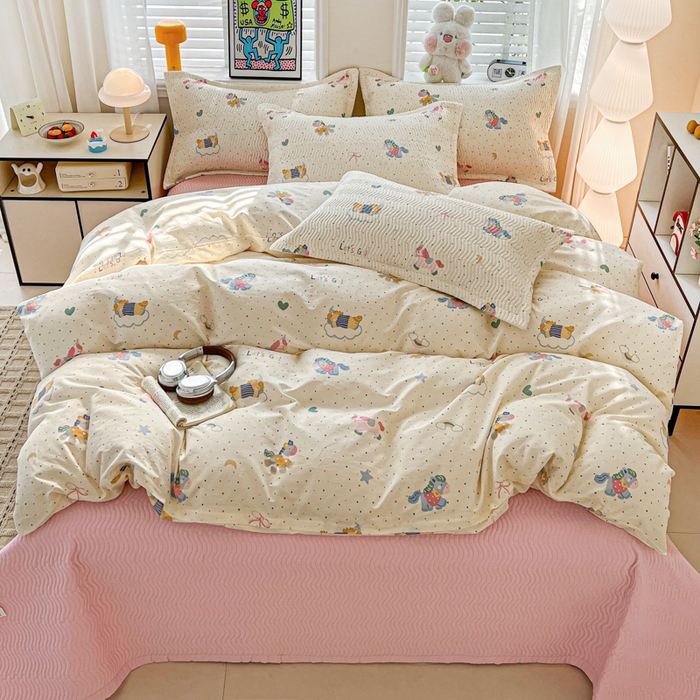 91家纺网 家纺一手货源 找家纺 （总）梦精灵家纺 2026新款纯棉床盖四件套全棉绗缝夹棉防滑床单四季通用榻榻米单人学生宿舍