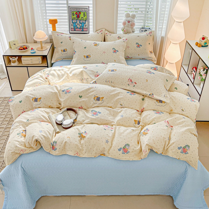 91家纺网 家纺一手货源 找家纺 （总）梦精灵家纺 2026新款纯棉床盖四件套全棉绗缝夹棉防滑床单四季通用榻榻米单人学生宿舍