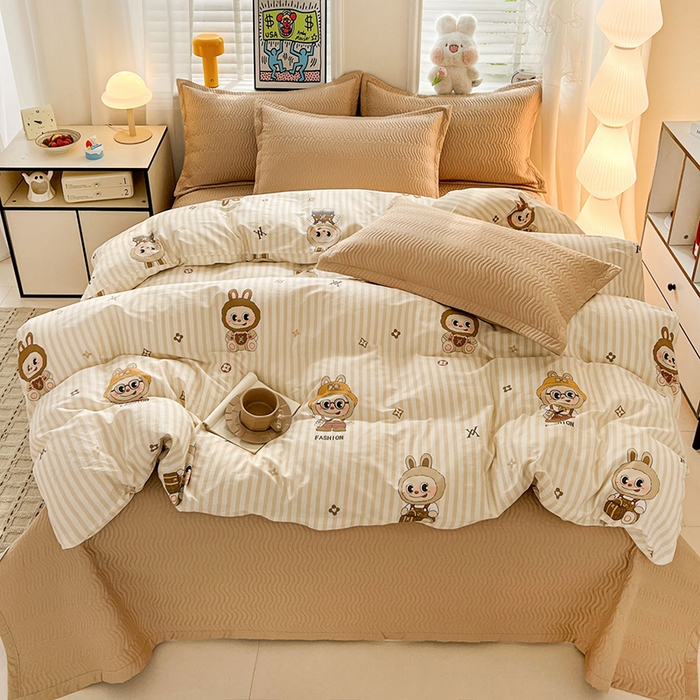 91家纺网 家纺一手货源 找家纺 （总）梦精灵家纺 2026新款纯棉床盖四件套全棉绗缝夹棉防滑床单四季通用榻榻米单人学生宿舍