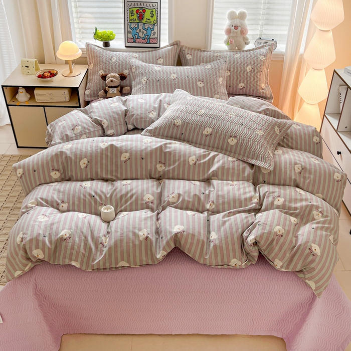 91家纺网 家纺一手货源 找家纺 （总）梦精灵家纺 2026新款纯棉床盖四件套全棉绗缝夹棉防滑床单四季通用榻榻米单人学生宿舍