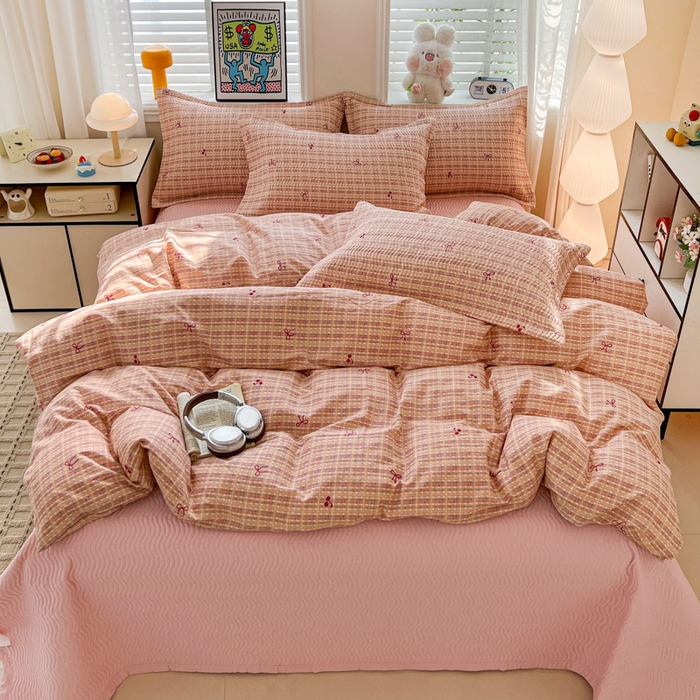 91家纺网 家纺一手货源 找家纺 （总）梦精灵家纺 2026新款纯棉床盖四件套全棉绗缝夹棉防滑床单四季通用榻榻米单人学生宿舍