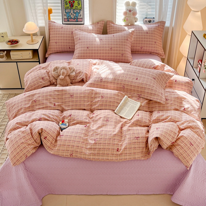 91家纺网 家纺一手货源 找家纺 （总）梦精灵家纺 2026新款纯棉床盖四件套全棉绗缝夹棉防滑床单四季通用榻榻米单人学生宿舍