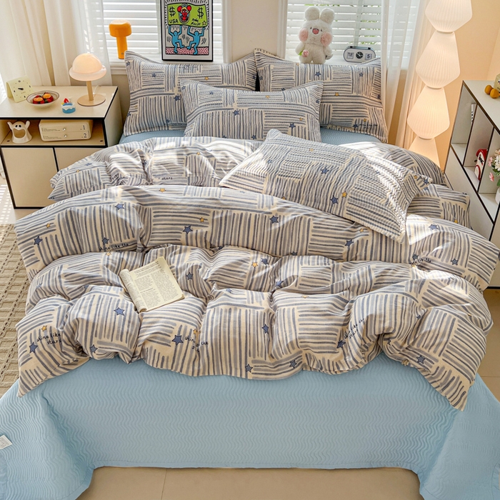 91家纺网 家纺一手货源 找家纺 （总）梦精灵家纺 2026新款纯棉床盖四件套全棉绗缝夹棉防滑床单四季通用榻榻米单人学生宿舍