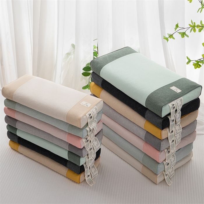 （总）仁宇枕业 2026新款新品A类立体全棉无印条纹全荞麦壳舒压枕头单人宿舍荞麦皮枕芯硬枕头