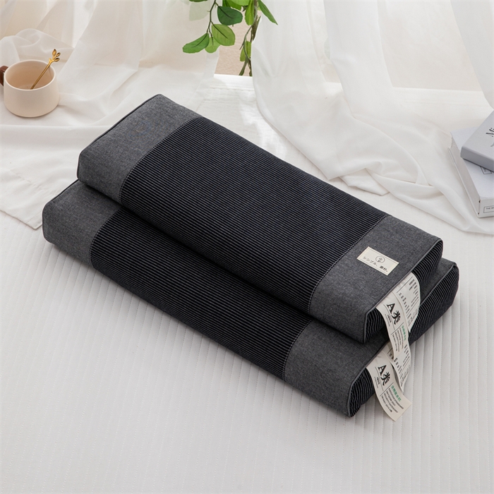 91家纺网 家纺一手货源 找家纺 （总）仁宇枕业 2026新款新品A类立体全棉无印条纹全荞麦壳舒压枕头单人宿舍荞麦皮枕芯硬枕头