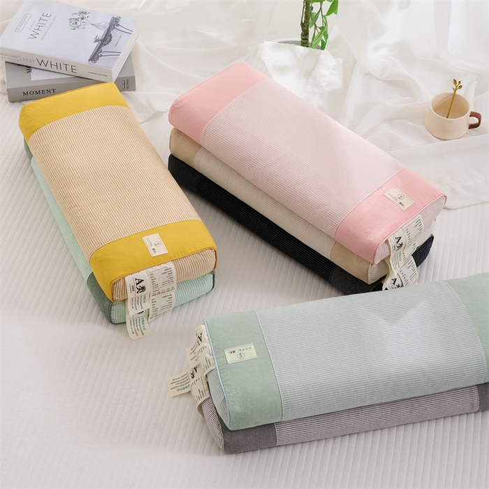 91家纺网 家纺一手货源 找家纺 （总）仁宇枕业 2026新款新品A类立体全棉无印条纹全荞麦壳舒压枕头单人宿舍荞麦皮枕芯硬枕头