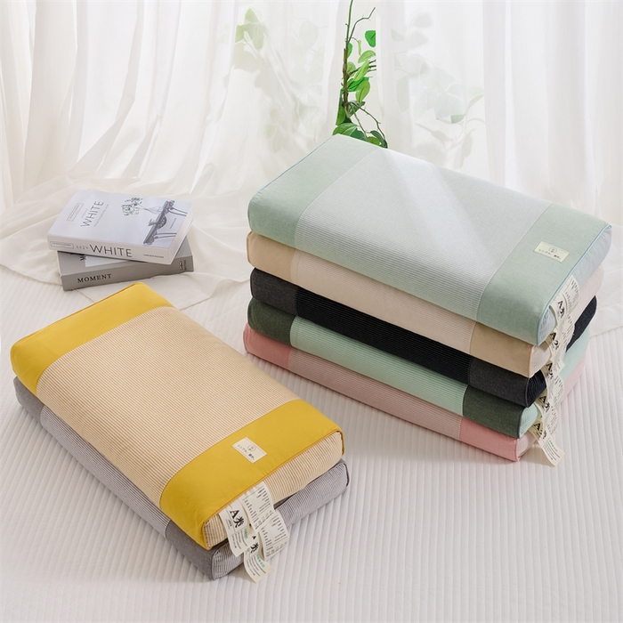 91家纺网 家纺一手货源 找家纺 （总）仁宇枕业 2026新款新品A类立体全棉无印条纹全荞麦壳舒压枕头单人宿舍荞麦皮枕芯硬枕头