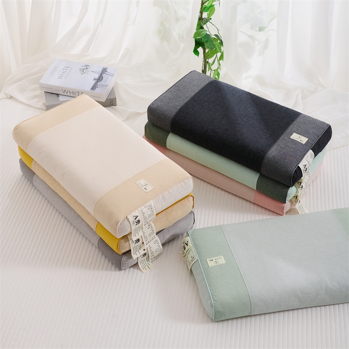 91家纺网 家纺一手货源 找家纺 （总）仁宇枕业 2026新款新品A类立体全棉无印条纹全荞麦壳舒压枕头单人宿舍荞麦皮枕芯硬枕头