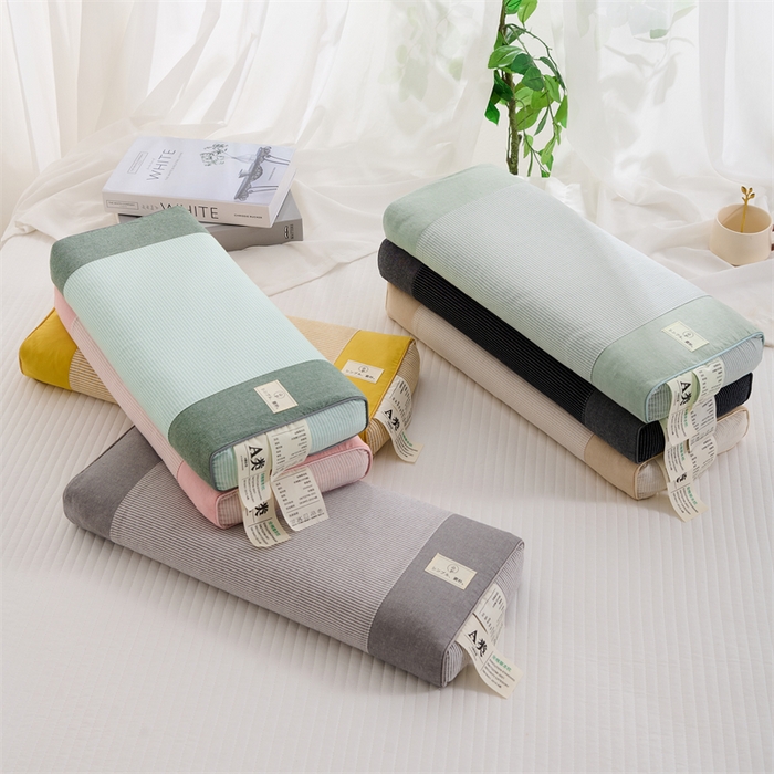 91家纺网 家纺一手货源 找家纺 （总）仁宇枕业 2026新款新品A类立体全棉无印条纹全荞麦壳舒压枕头单人宿舍荞麦皮枕芯硬枕头