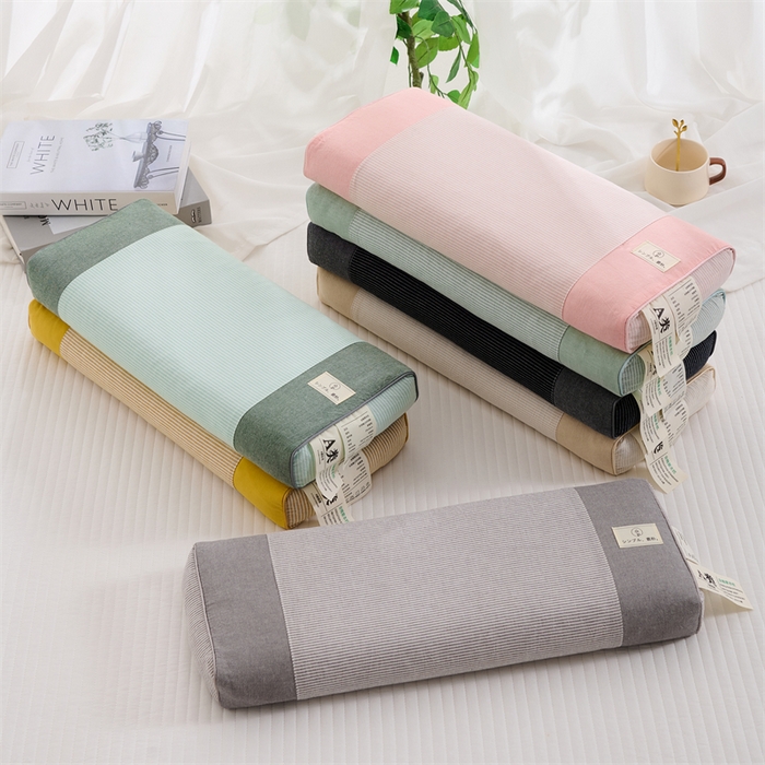 91家纺网 家纺一手货源 找家纺 （总）仁宇枕业 2026新款新品A类立体全棉无印条纹全荞麦壳舒压枕头单人宿舍荞麦皮枕芯硬枕头