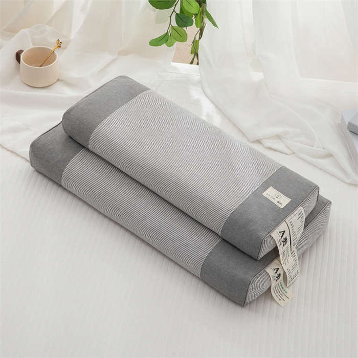 91家纺网 家纺一手货源 找家纺 （总）仁宇枕业 2026新款新品A类立体全棉无印条纹全荞麦壳舒压枕头单人宿舍荞麦皮枕芯硬枕头