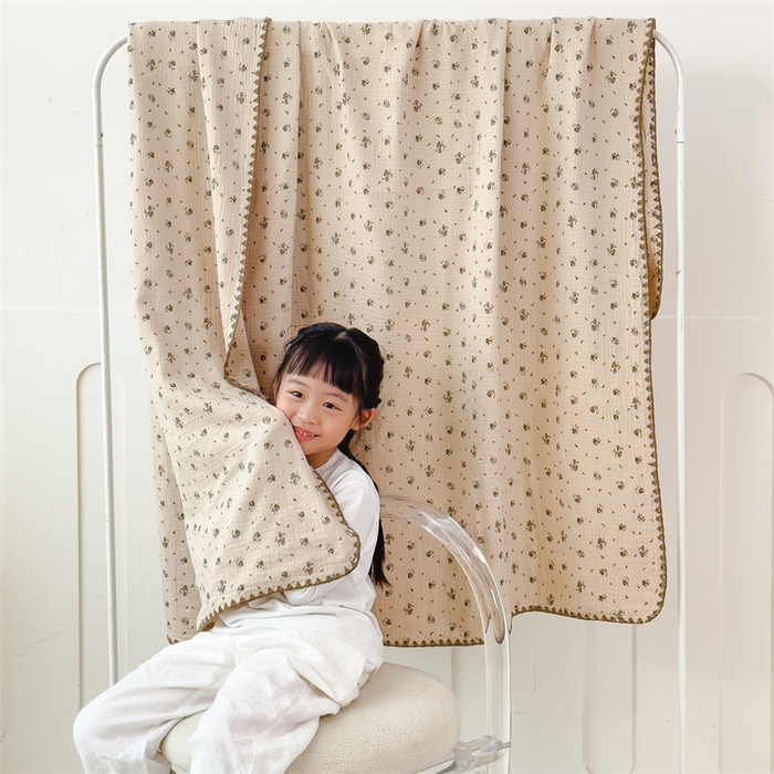 91家纺网 家纺一手货源 找家纺 布凡家居 2026新款全棉纯棉双层纱布毯夏被毯盖毯双层纱浴巾毯 皱皱纱-碎时光