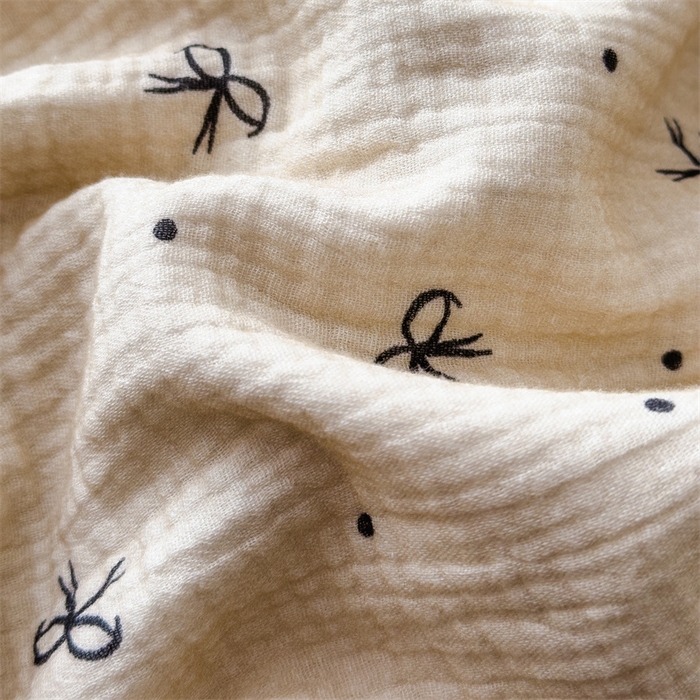 91家纺网 家纺一手货源 找家纺 布凡家居 2026新款全棉纯棉双层纱布毯夏被毯盖毯双层纱浴巾毯 皱皱纱-蝴蝶结