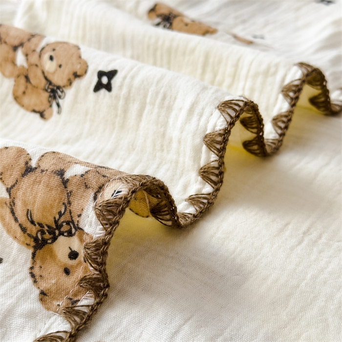 91家纺网 家纺一手货源 找家纺 布凡家居 2026新款全棉纯棉双层纱布毯夏被毯盖毯双层纱浴巾毯 皱皱纱-咖啡熊