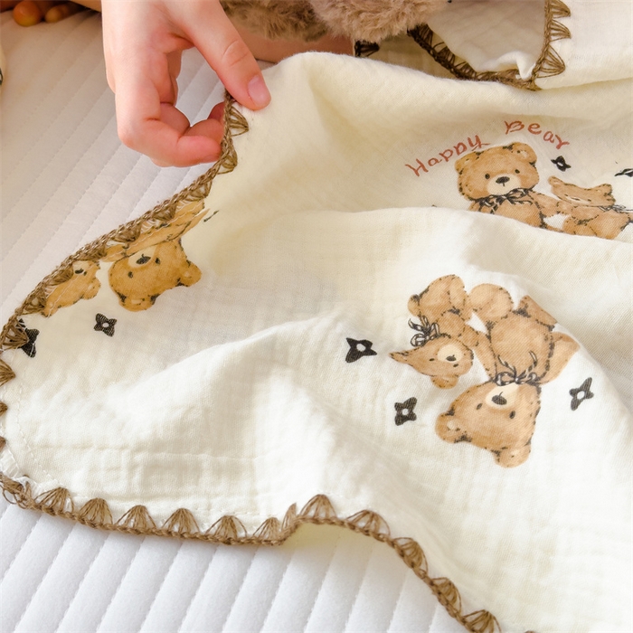 91家纺网 家纺一手货源 找家纺 布凡家居 2026新款全棉纯棉双层纱布毯夏被毯盖毯双层纱浴巾毯 皱皱纱-咖啡熊