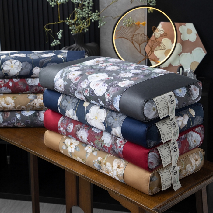 91家纺网 家纺一手货源 找家纺 （总）仁宇枕业 2026新款新品高端奢华全棉贡缎牡丹花开系列全荞麦枕头枕芯