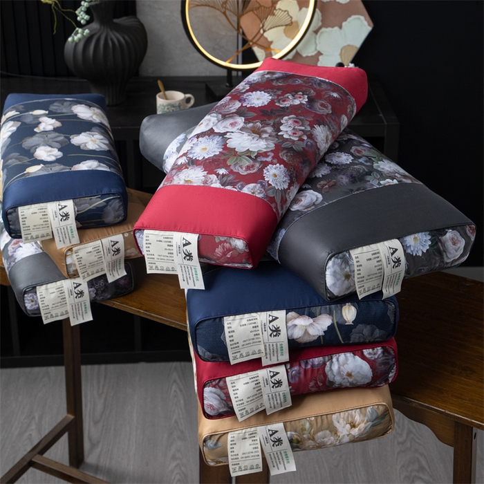 91家纺网 家纺一手货源 找家纺 （总）仁宇枕业 2026新款新品高端奢华全棉贡缎牡丹花开系列全荞麦枕头枕芯