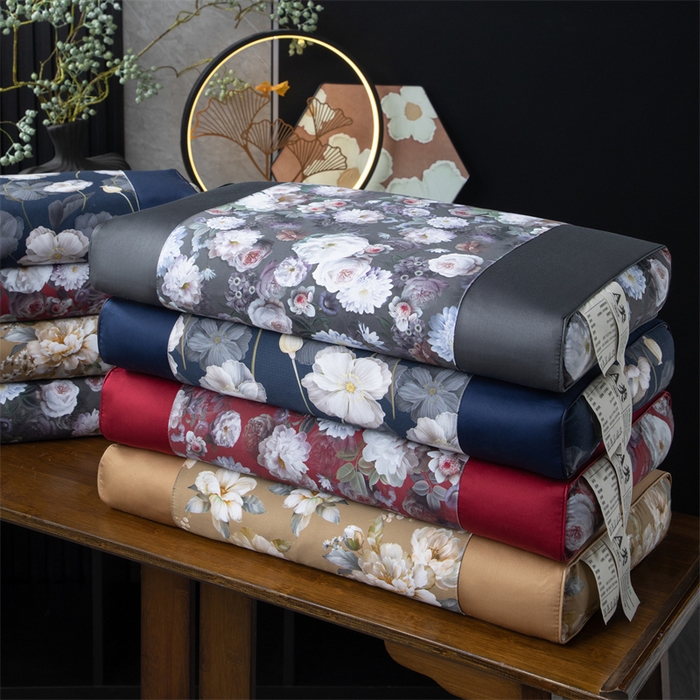 91家纺网 家纺一手货源 找家纺 （总）仁宇枕业 2026新款新品高端奢华全棉贡缎牡丹花开系列全荞麦枕头枕芯