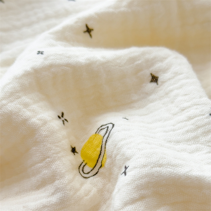 91家纺网 家纺一手货源 找家纺 布凡家居 2026新款全棉纯棉双层纱布毯夏被毯盖毯双层纱浴巾毯 皱皱纱-满天星