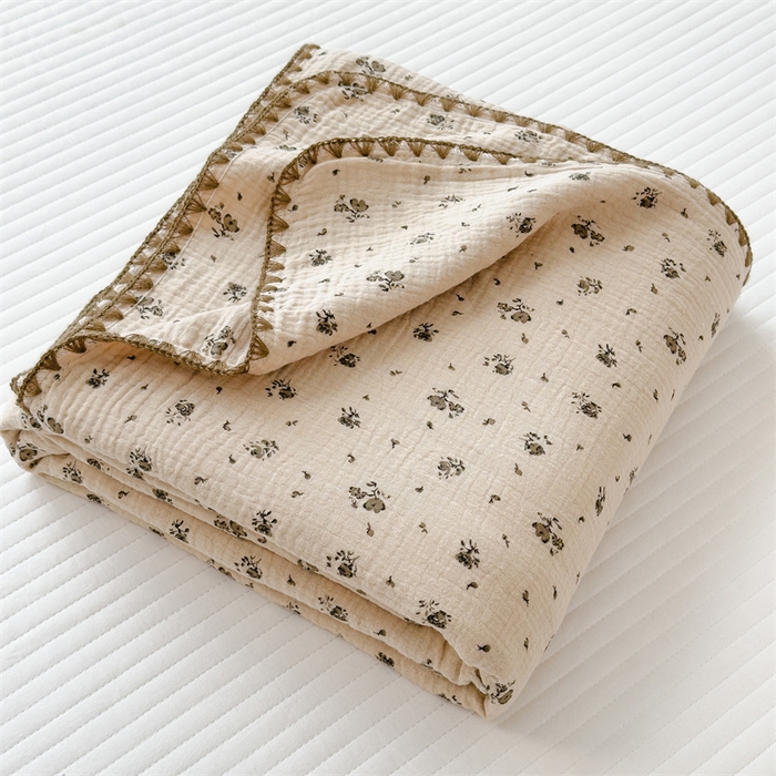 91家纺网 家纺一手货源 找家纺 布凡家居 2026新款全棉纯棉双层纱布毯夏被毯盖毯双层纱浴巾毯 皱皱纱-碎时光