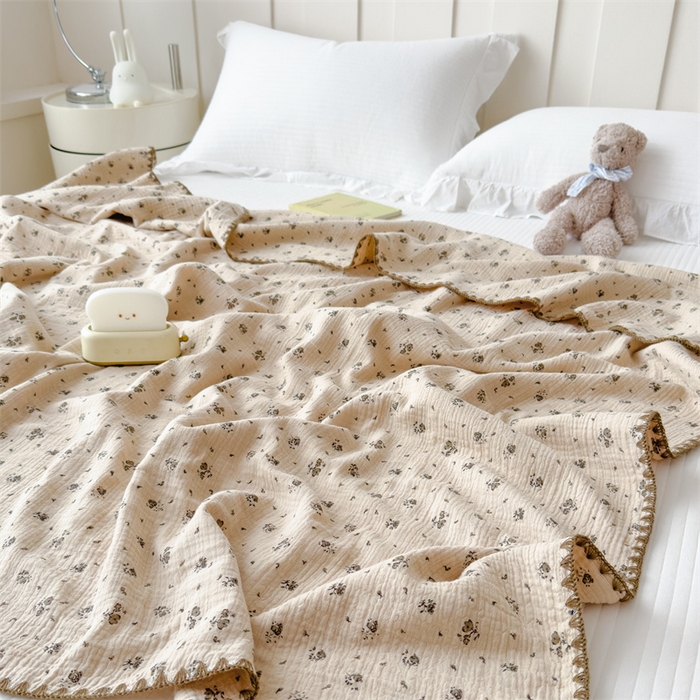 91家纺网 家纺一手货源 找家纺 布凡家居 2026新款全棉纯棉双层纱布毯夏被毯盖毯双层纱浴巾毯 皱皱纱-碎时光