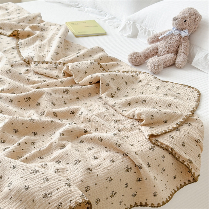 91家纺网 家纺一手货源 找家纺 布凡家居 2026新款全棉纯棉双层纱布毯夏被毯盖毯双层纱浴巾毯 皱皱纱-碎时光