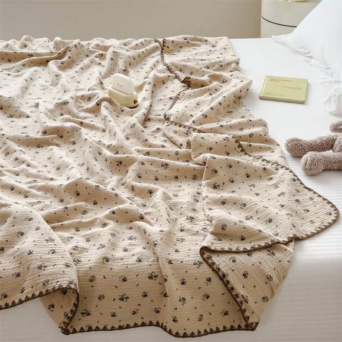 91家纺网 家纺一手货源 找家纺 布凡家居 2026新款全棉纯棉双层纱布毯夏被毯盖毯双层纱浴巾毯 皱皱纱-碎时光