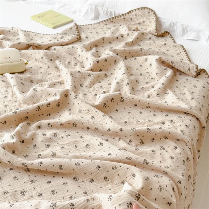 91家纺网 家纺一手货源 找家纺 布凡家居 2026新款全棉纯棉双层纱布毯夏被毯盖毯双层纱浴巾毯 皱皱纱-碎时光