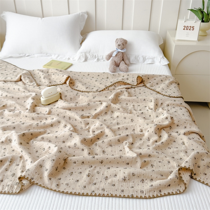 91家纺网 家纺一手货源 找家纺 布凡家居 2026新款全棉纯棉双层纱布毯夏被毯盖毯双层纱浴巾毯 皱皱纱-碎时光