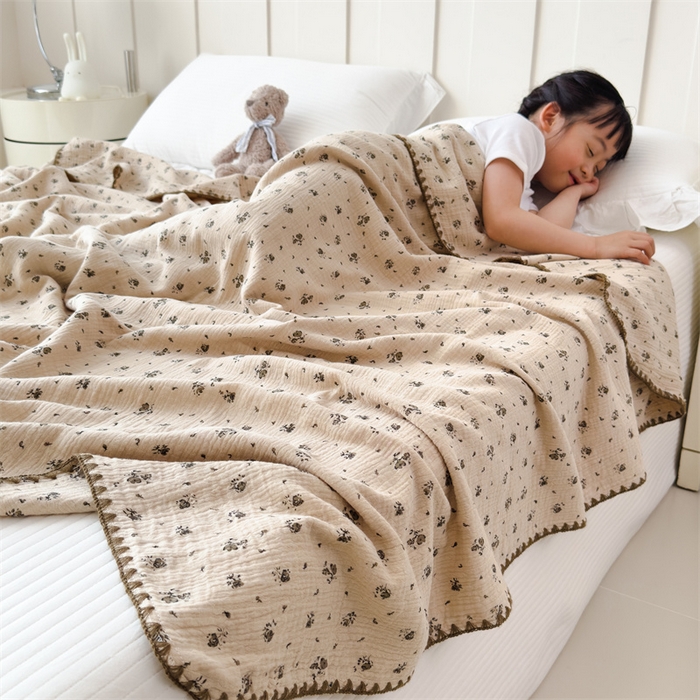 91家纺网 家纺一手货源 找家纺 布凡家居 2026新款全棉纯棉双层纱布毯夏被毯盖毯双层纱浴巾毯 皱皱纱-碎时光