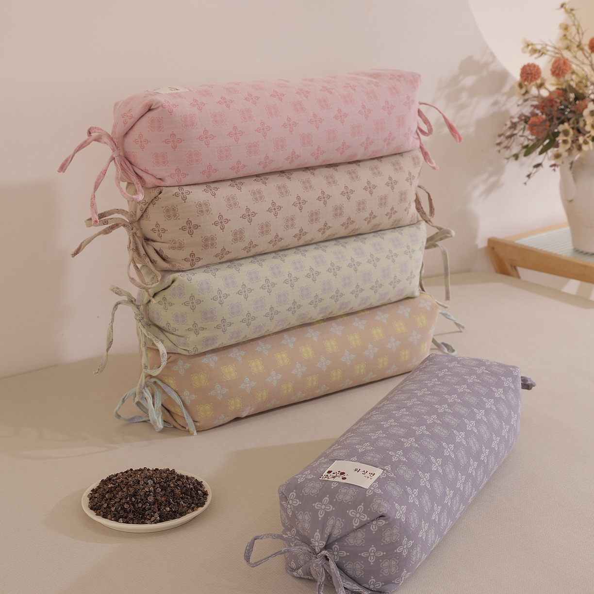 （总）仁宇枕业 2026新款新品全棉提花双层纱高低两用糖果荞麦枕头枕芯