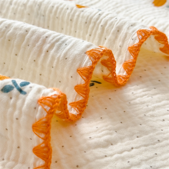 91家纺网 家纺一手货源 找家纺 布凡家居 2026新款全棉纯棉双层纱布毯夏被毯盖毯双层纱浴巾毯 皱皱纱-小花花