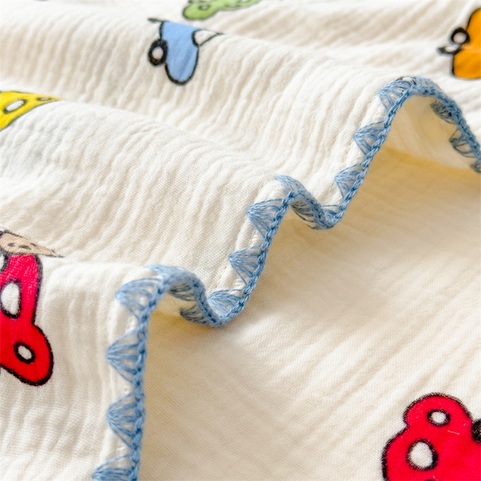 91家纺网 家纺一手货源 找家纺 布凡家居 2026新款全棉纯棉双层纱布毯夏被毯盖毯双层纱浴巾毯 皱皱纱-小汽车