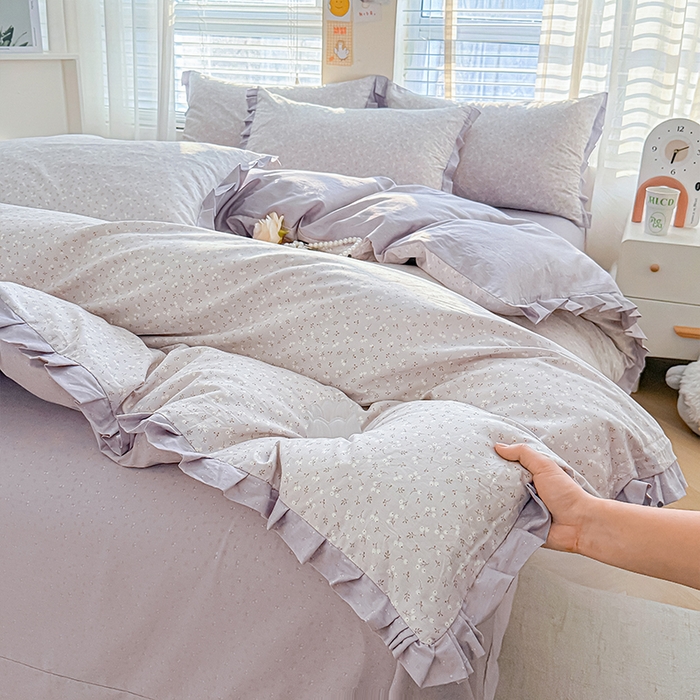 91家纺网 家纺一手货源 找家纺 帛美家纺 2026新款全棉花边款印花四件套 冷清秋