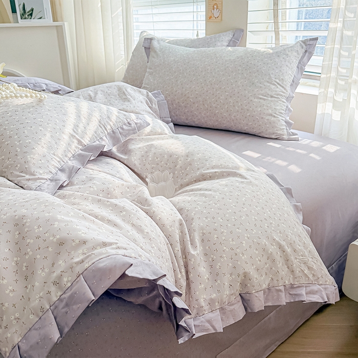 91家纺网 家纺一手货源 找家纺 帛美家纺 2026新款全棉花边款印花四件套 冷清秋