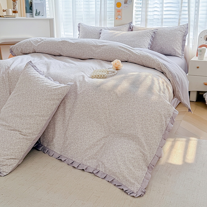 91家纺网 家纺一手货源 找家纺 帛美家纺 2026新款全棉花边款印花四件套 冷清秋