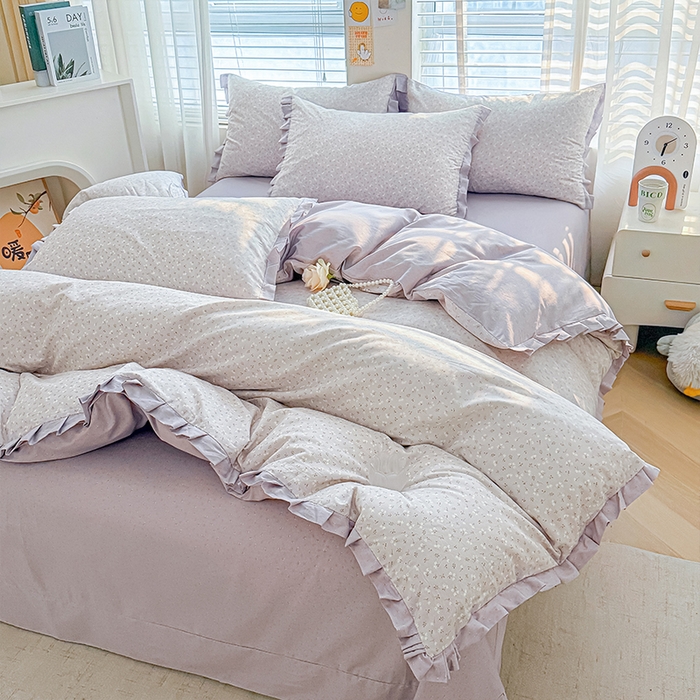 91家纺网 家纺一手货源 找家纺 帛美家纺 2026新款全棉花边款印花四件套 冷清秋