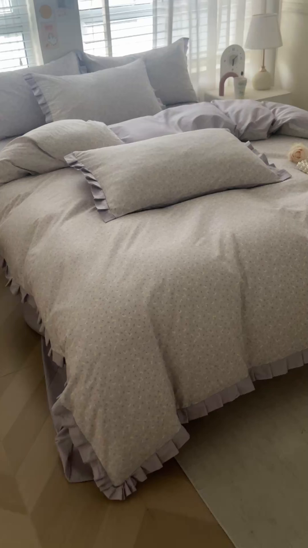 91家纺网 家纺一手货源 找家纺 帛美家纺 2026新款全棉花边款印花四件套 冷清秋