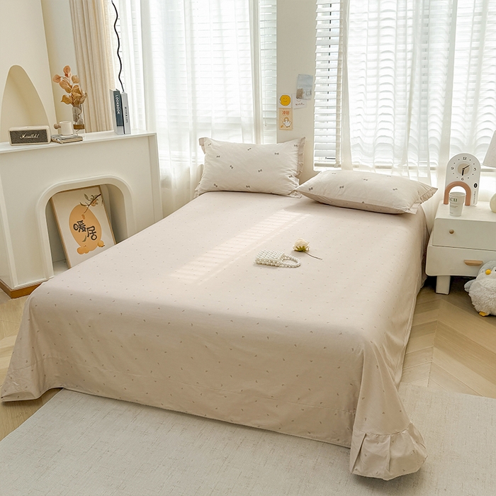 91家纺网 家纺一手货源 找家纺 帛美家纺 2026新款全棉花边款印花四件套 恋爱邮差