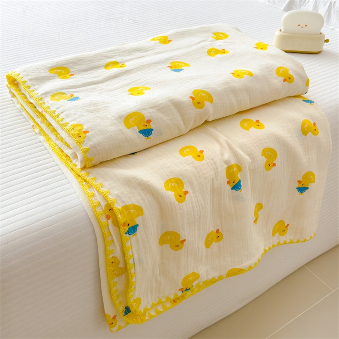 91家纺网 家纺一手货源 找家纺 布凡家居 2026新款全棉纯棉双层纱布毯夏被毯盖毯双层纱浴巾毯 皱皱纱-元气鸭