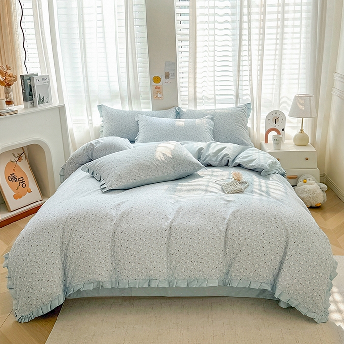 帛美家纺 2026新款全棉花边款印花四件套 甜蜜花果