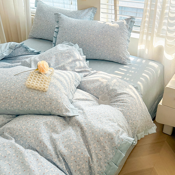 91家纺网 家纺一手货源 找家纺 帛美家纺 2026新款全棉花边款印花四件套 甜蜜花果