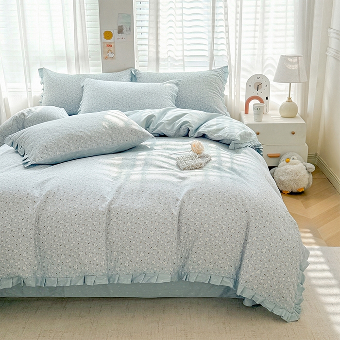 91家纺网 家纺一手货源 找家纺 帛美家纺 2026新款全棉花边款印花四件套 甜蜜花果