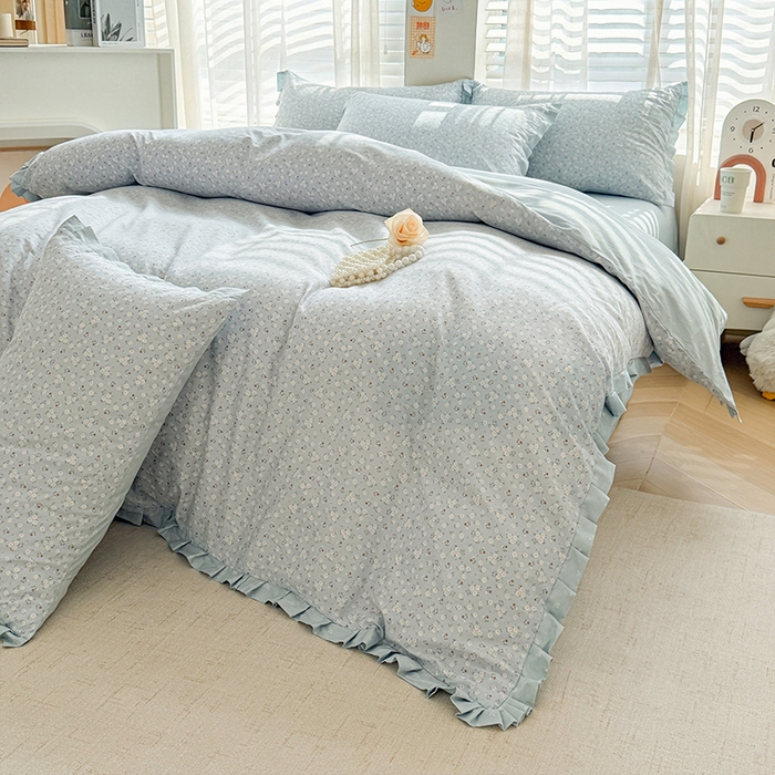 91家纺网 家纺一手货源 找家纺 帛美家纺 2026新款全棉花边款印花四件套 甜蜜花果