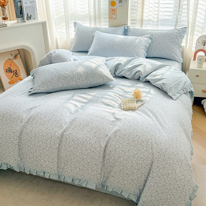 91家纺网 家纺一手货源 找家纺 帛美家纺 2026新款全棉花边款印花四件套 甜蜜花果