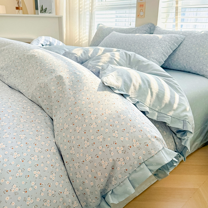 91家纺网 家纺一手货源 找家纺 帛美家纺 2026新款全棉花边款印花四件套 甜蜜花果