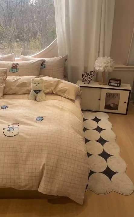 91家纺网 家纺一手货源 找家纺 （总）乐美家纺 2026新款春夏软萌全棉毛巾绣系列四件套