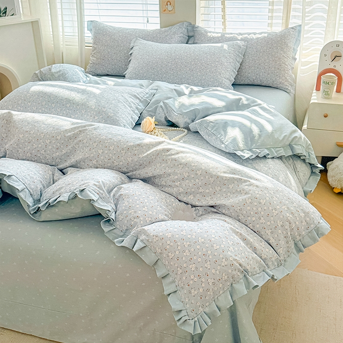 91家纺网 家纺一手货源 找家纺 帛美家纺 2026新款全棉花边款印花四件套 甜蜜花果