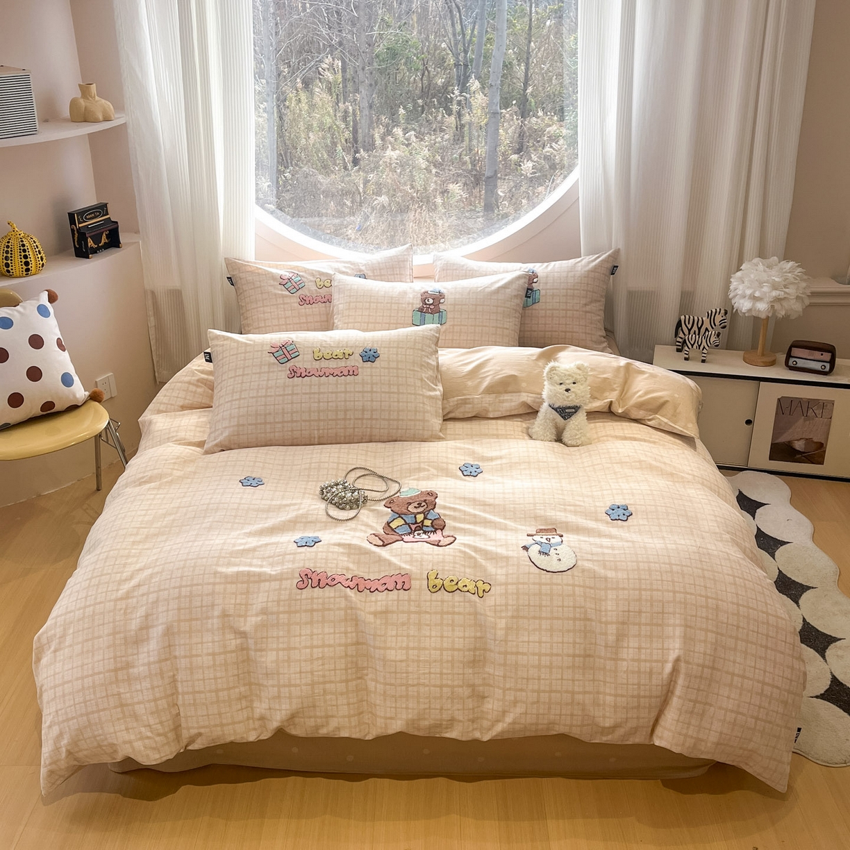 91家纺网 家纺一手货源 找家纺 （总）乐美家纺 2026新款春夏软萌全棉毛巾绣系列四件套